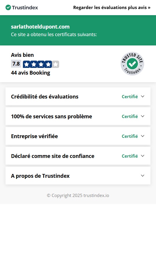Trustindex booking note de commentaires hôtel restaurant autour de moi terrasse dordogne sarlat Groléjac gourdon carsac 